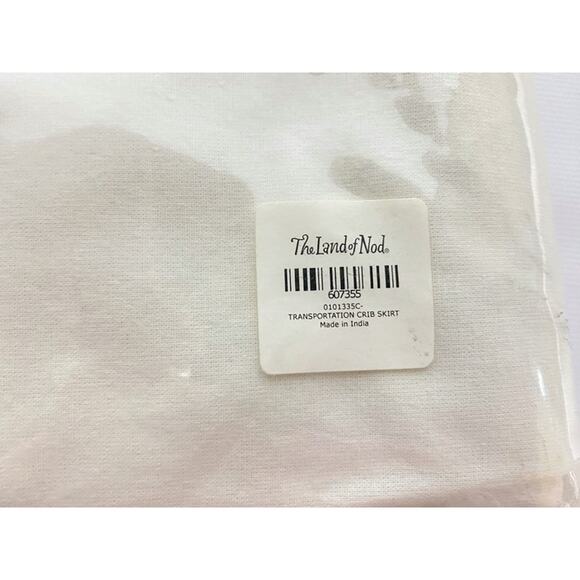 Land of Nod Crib Skirt Blue and Beige All Cotton New in Original Package - Picture 4 of 6